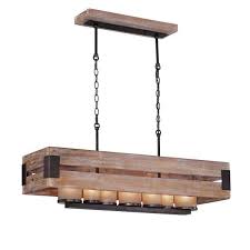Home depot led light fixtures. Home Decorators Collection Ackwood 7 Light Wood Rectangular Chandelier With Amber Glass Shades 26365 Hbu The Home Depot