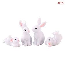 White Rabbits Miniature Resin Figurine