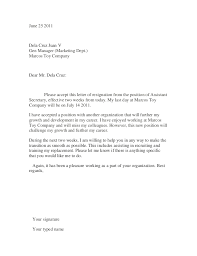 Sample Resignation Letter 1