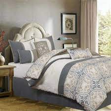 Gray Grey Taupe Ivory Medallion Quilted