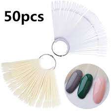 Us 1 14 36 Off 50pcs Nail Art Fan Shape Display Chart Gel Polish Coloring Sample Practice Training Nails With Removable Ring Nails Art Tool In Nail