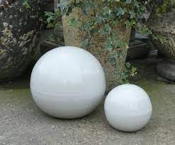 white glazed 25cm sphere ball garden