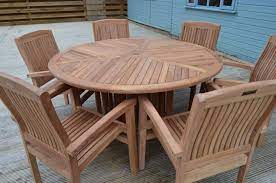 Round Wooden Garden Table And 6 Chairs