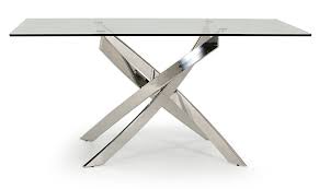 Polished Metal Base Dining Table W160cm