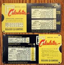 Motor Data Calculator Square D Company 3phase 1965 Slide