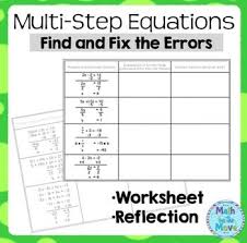 multi step equations find and fix the