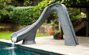 You don't need a slide to fall down into the water. Pool Slides How To Select The Right One For Your Swimming Pool
