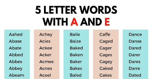 useful 5 letter words with a and e in