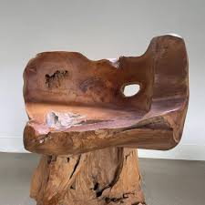 wabi sabi style tree trunk side chair