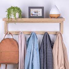 Coat Shelf With Hooks Oak Flexi Storage