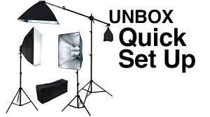 Pro 3 Lights Photo Studio Video Continuous Softbox Lighting Kit Boom Stand Light Unboxing Youtube