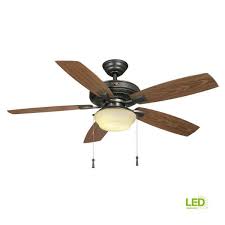 Hampton Bay Gazebo 52 In Led Indoor Outdoor Natural Iron Ceiling Fan With Light Kit Yg188 Ni The Home Depot