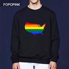 Gay Pride Hoodies Men Flag Map Of The United States Of
