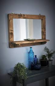 Wood Framed Mirror Mirror With Shelf