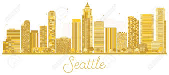 Seattle City Skyline Golden Silhouette Vector Illustration Business