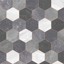 grey hexagon tile effect vinyl flooring