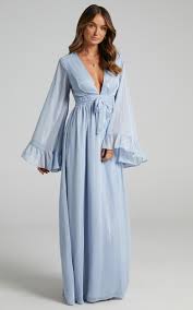 Find many great new & used options and get the best deals for vintage 70s blue maxi dress xs s flutter sleeves sundress polyester hippie at the best online prices at ebay! Dangerous Woman Maxi Dress In Light Blue Showpo