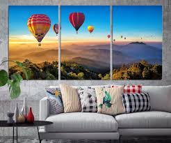 Large 3 Panel Air Balloons Canvas Art