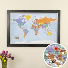 Blue Ocean World Map World Map Poster With Pins Stylish Map