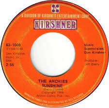 45cat - The Archies - Sunshine / Over And Over - Kirshner - USA - 63-1009