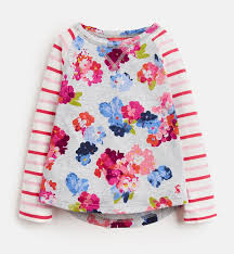 Joules Girls Z_odr Mishmash Top Grey Marl Painted Floral