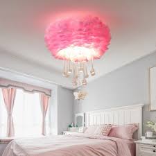 White Pink Grey Feather Ceiling Lights