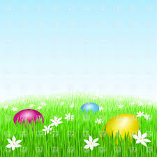 Easter Eggs On Green Grass Stock Vector Image