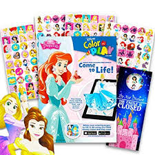 Amazon Com Disney Princess Coloring Book And Sticker Chart