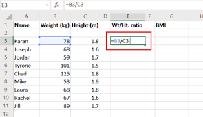 calculate bmi in excel using this bmi