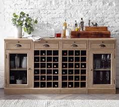 Reclaimed antique barnwood buffet table with wine rack. Modular Bar 72 Buffet With Double Wine Grid Pottery Barn