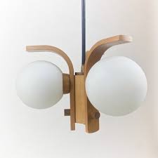Bony Hanging Lamp In Glass And Wood For