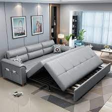 74 Deep Gray Full Sleeper Convertible Sofa With Storage Pockets Sofa Bed