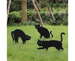 3pcs Black Cat Lawn Decorations Signs