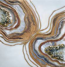 Wall Art Abstract White Gold Bronze