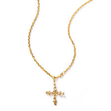 14k gold scrolling vine cross necklace