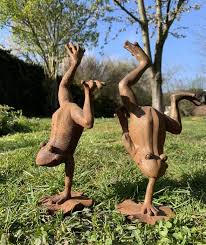 Two Cast Iron Frogs Garden Patio
