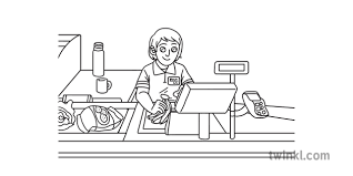 Displaying 1 supermarket printable coloring pages for kids and teachers to color online or download. Female Supermarket Worker Scanning Items Groceries Job Open Eyes Colouring