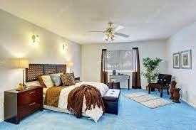georgous master bedroom with blue