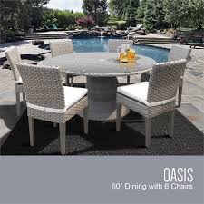 Round Glass Top Patio Dining Table With