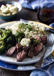 grilled sirloin tip steaks with shallot