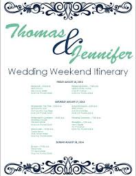 Wedding Weekend Itinerary Template Free Solutionet Org