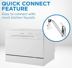 Crisp white portable dishwasher with quick connect feature compatible with most kitchen faucets. Helpful Guide To The Best Portable Countertop Dishwasher In 2020 2021