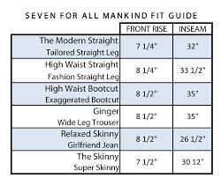 Seven Mankind Jeans Size Chart Best Picture Of Chart