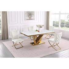 Titan Beige Gold Velvet Dining Chairs Set Of 2