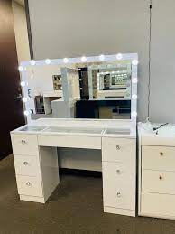 07 Drawers Glass Top White Makeup