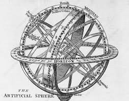 drawing of an armillary sphere stock