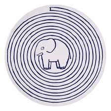 cartoon round rug elephant city