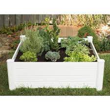 White Vinyl Raised Garden Bed 26001v