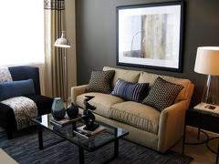 gray walls and tan furniture