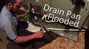 If your air conditioner won't turn on, one of the first things you should check is the condensate drainage system. Hvac Service Secondary Drain Pan Flooded And A Shocking Air Conditioning Unit 8 19 15 Youtube